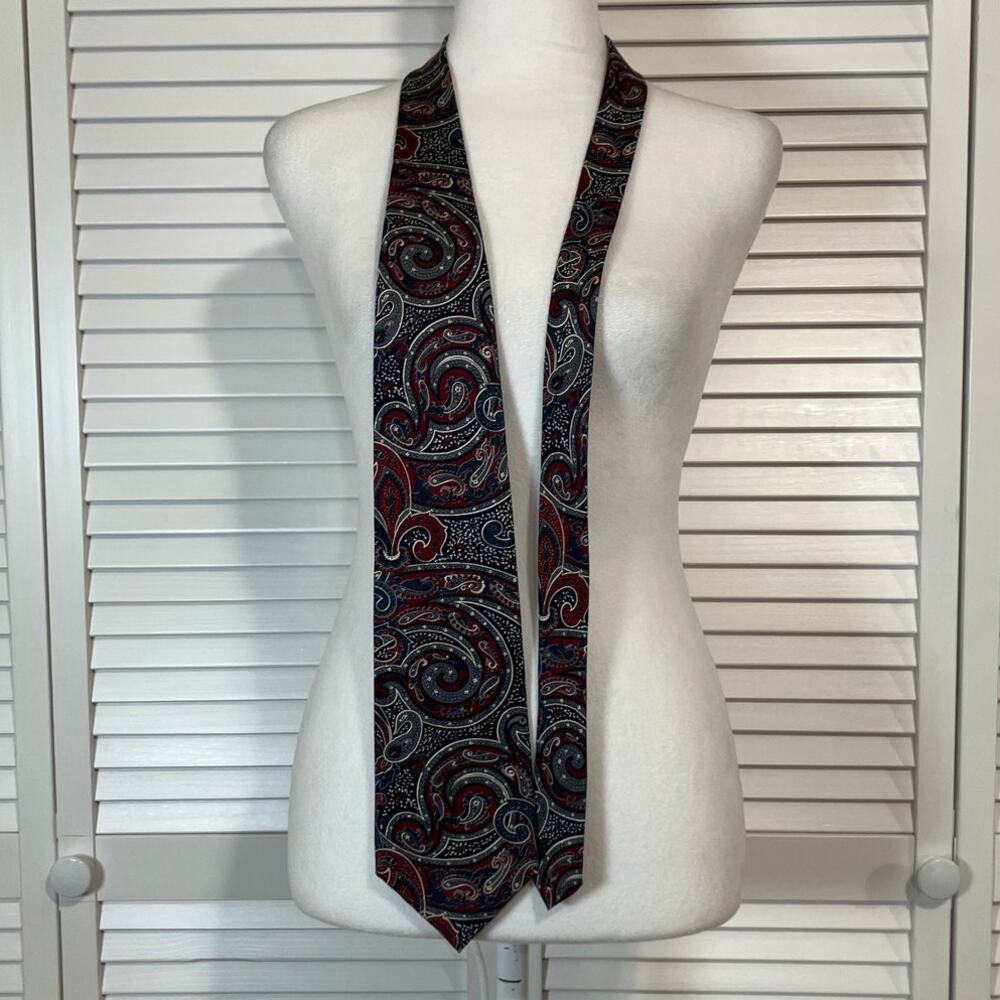 Stafford Executive Multicolor Paisley Silk Wide Short Men Necktie 56”